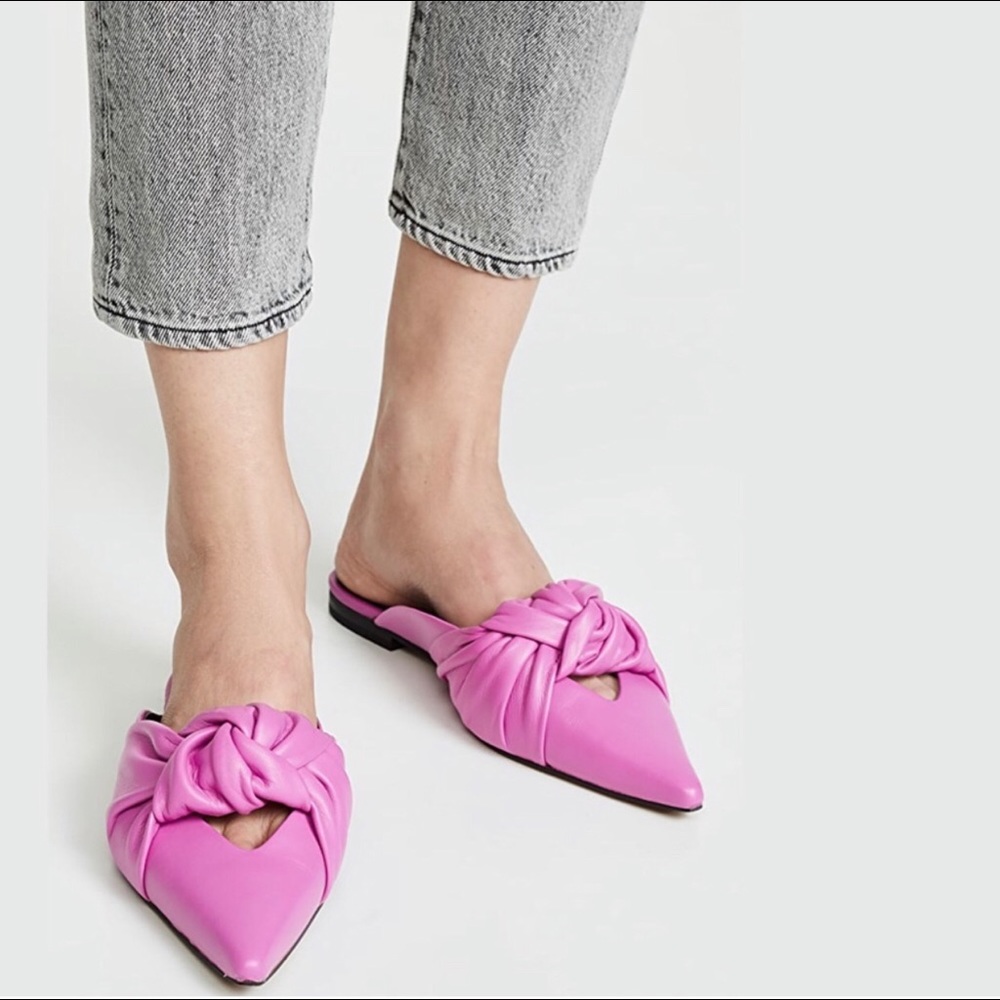 NWOT Rebecca Minkoff Coretta Pink Knotted Mules - Picture 3 of 9